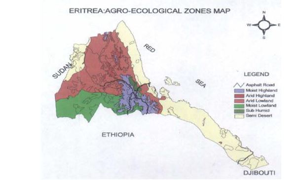 Eritrea Agro ecological zones map