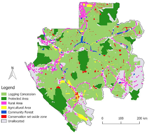 Land Categories in 2019 in Gabon, Map by National Climate Council (2021) 