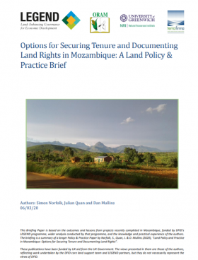 Options for Securing Tenure and Documenting Land Rights in Mozambique