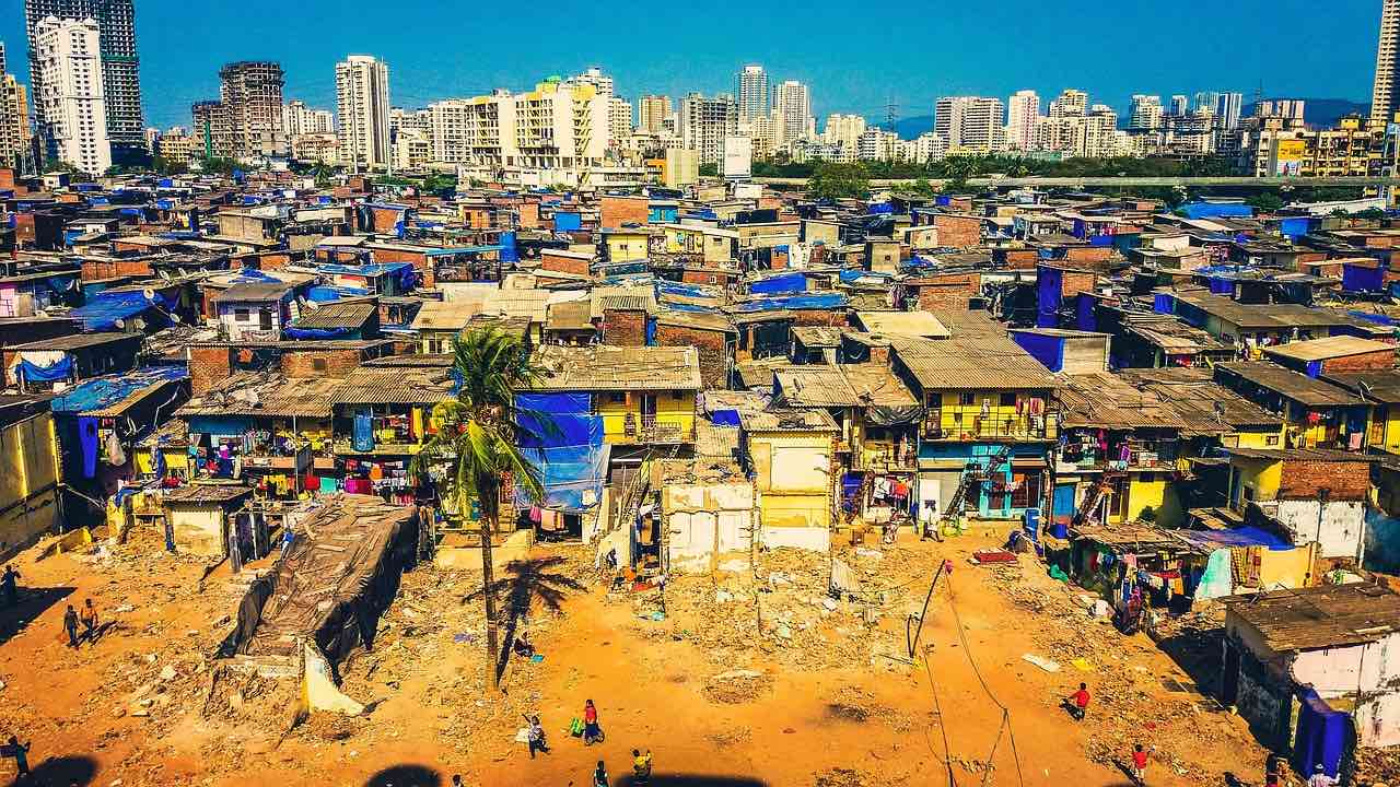 Mumbai urban slums next to high-rise developments, Creative Commons Zero - CC0