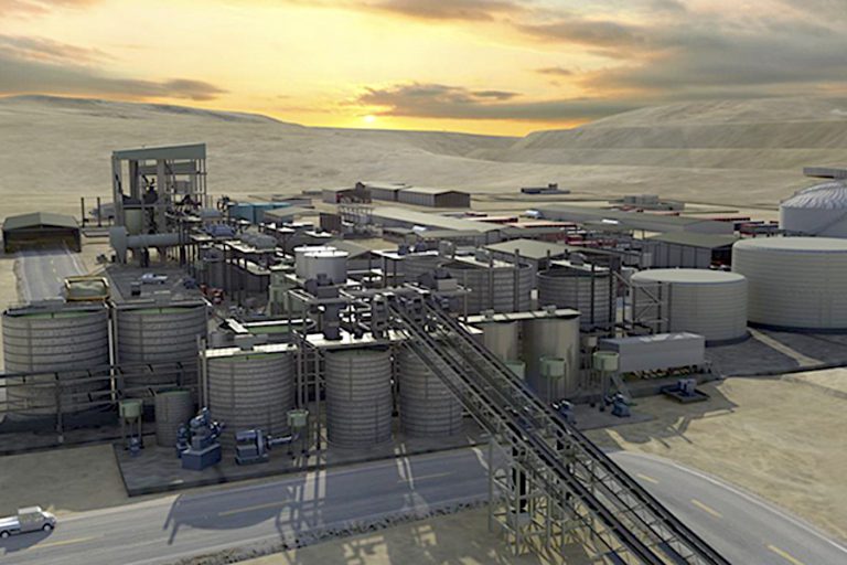 Artist's impression of the planned plant at the Colluli potash project[42].