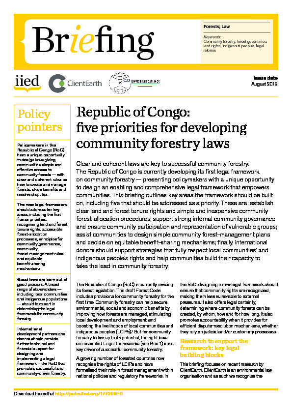  Republic of Congo: five priorities for developing community forestry laws