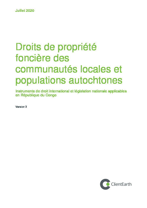  Droits de propriété foncière des communautés locales et populations autochtones en République du Congo