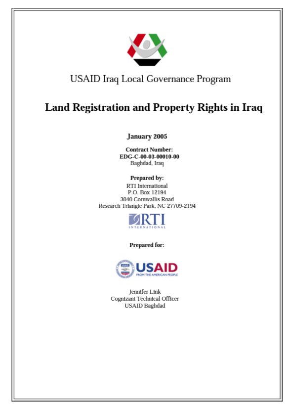 Land Registration and Property Rights in Iraq