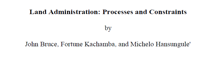 Land administration in Zambia