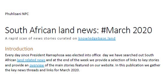 South African land news March 2020