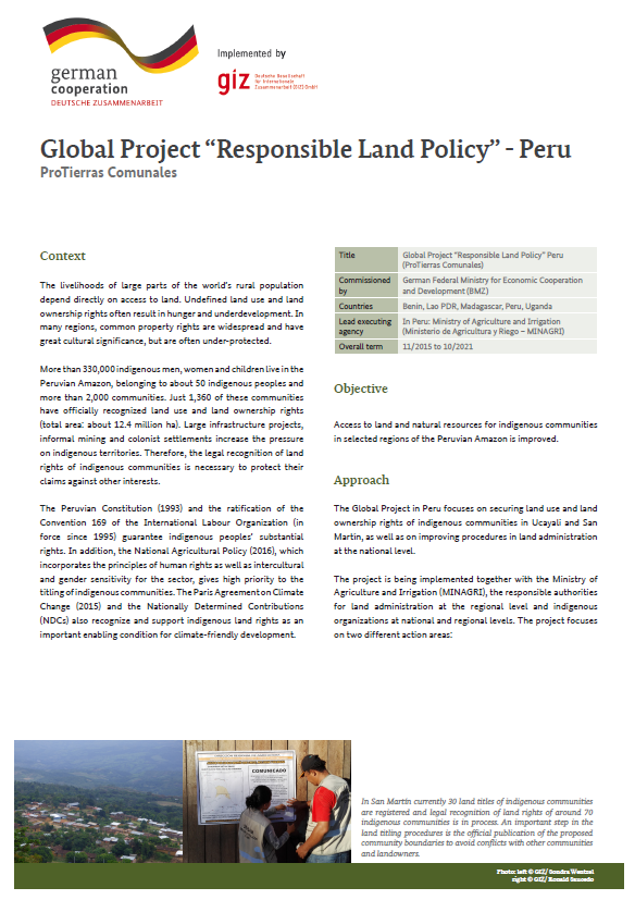 Peru Factsheet Global Project “Responsible Land Policy”