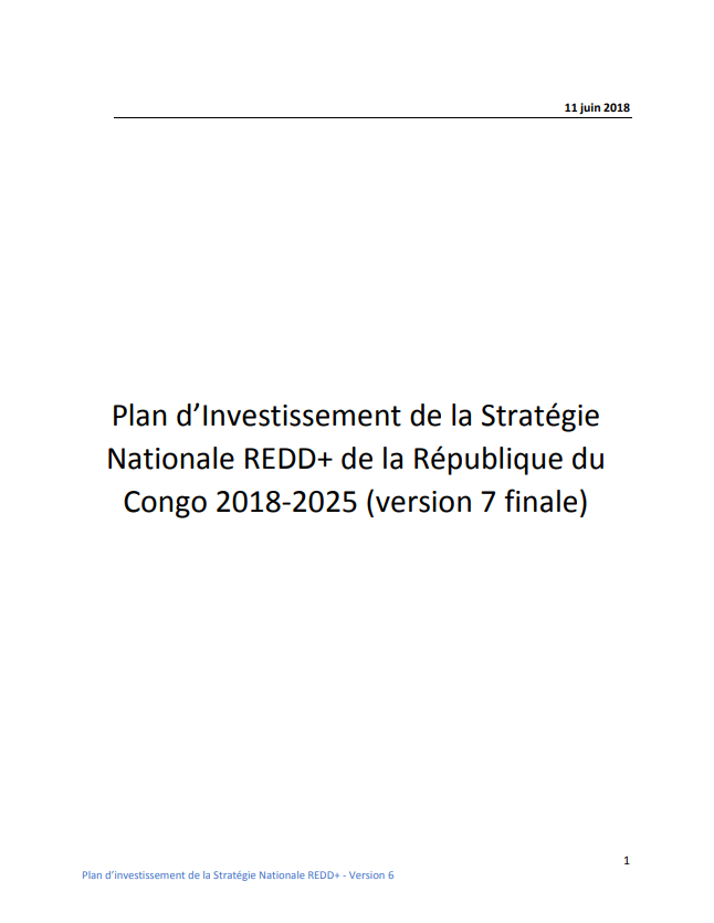 Plan d’Investissement de la Stratégie  Nationale REDD+ 