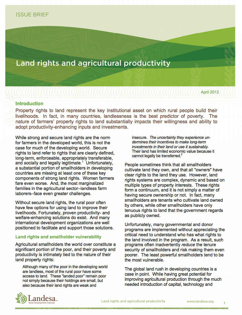 Land Rights and Agricultural Productivity cover image