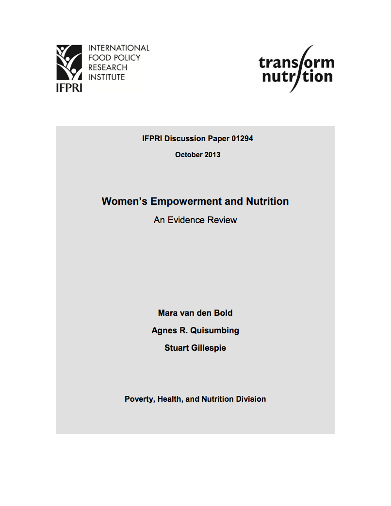 Women’s empowerment and nutrition: An evidence review cover image
