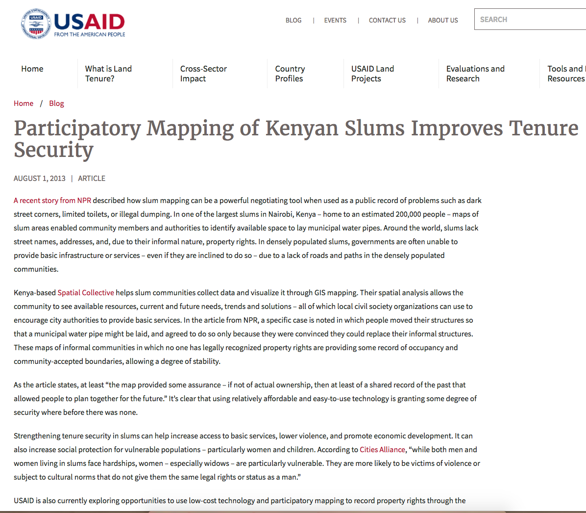 Participatory Mapping of Kenyan Slums Improves Tenure Security cover image