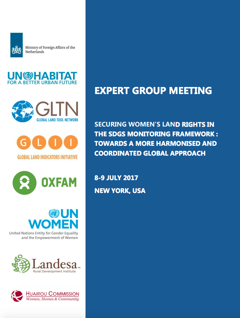 Expert Group Meeting: Securing Women's Land Rights In The SDGs Monitoring Framework cover image