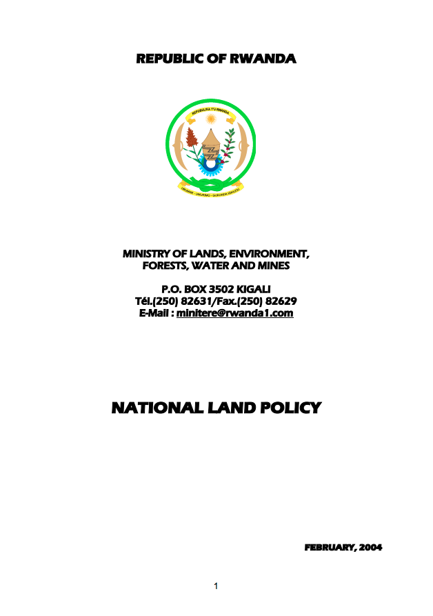 National Land Policy, Rwanda. cover image