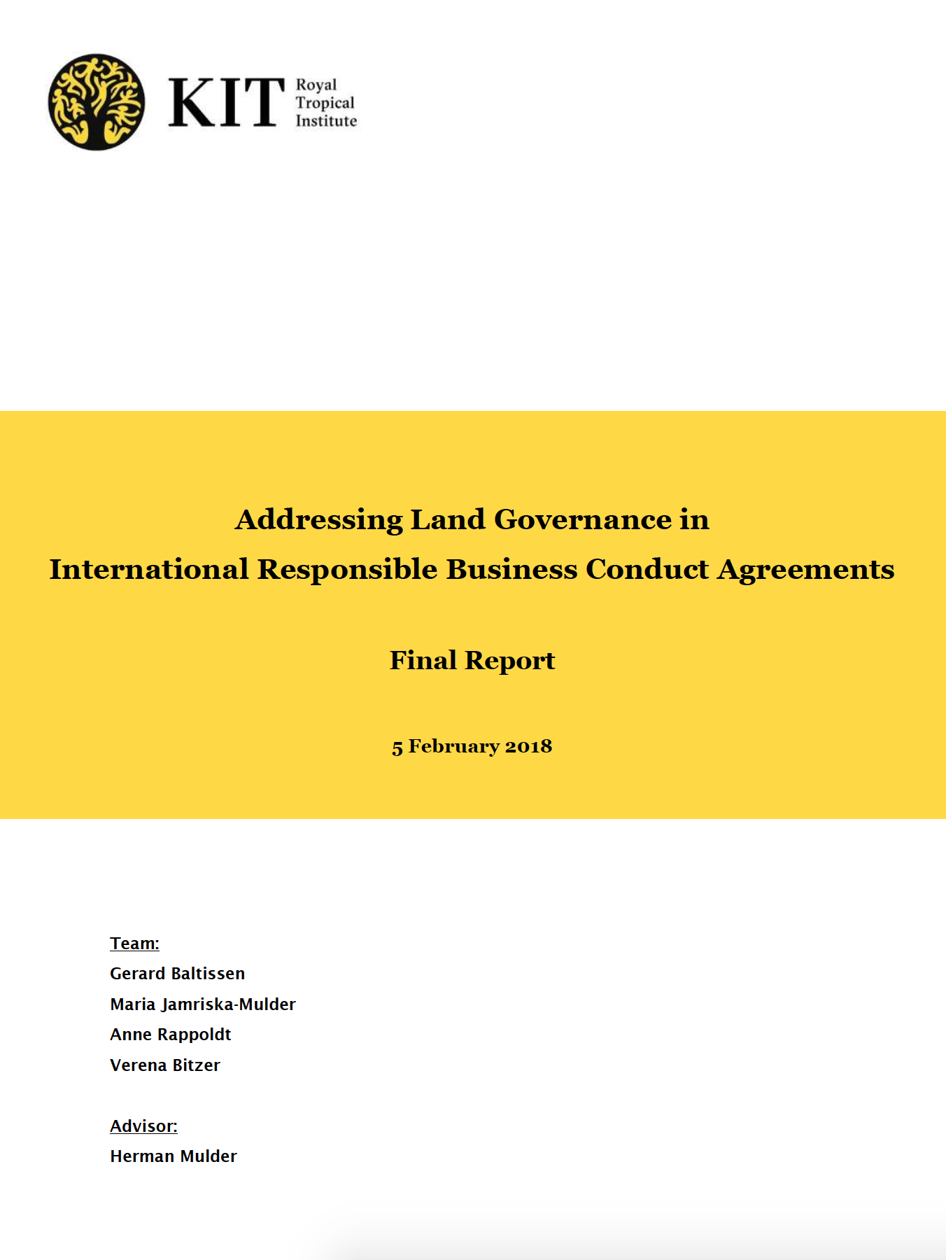 Addressing Land Governance in International Responsible Business Conduct Agreements cover image