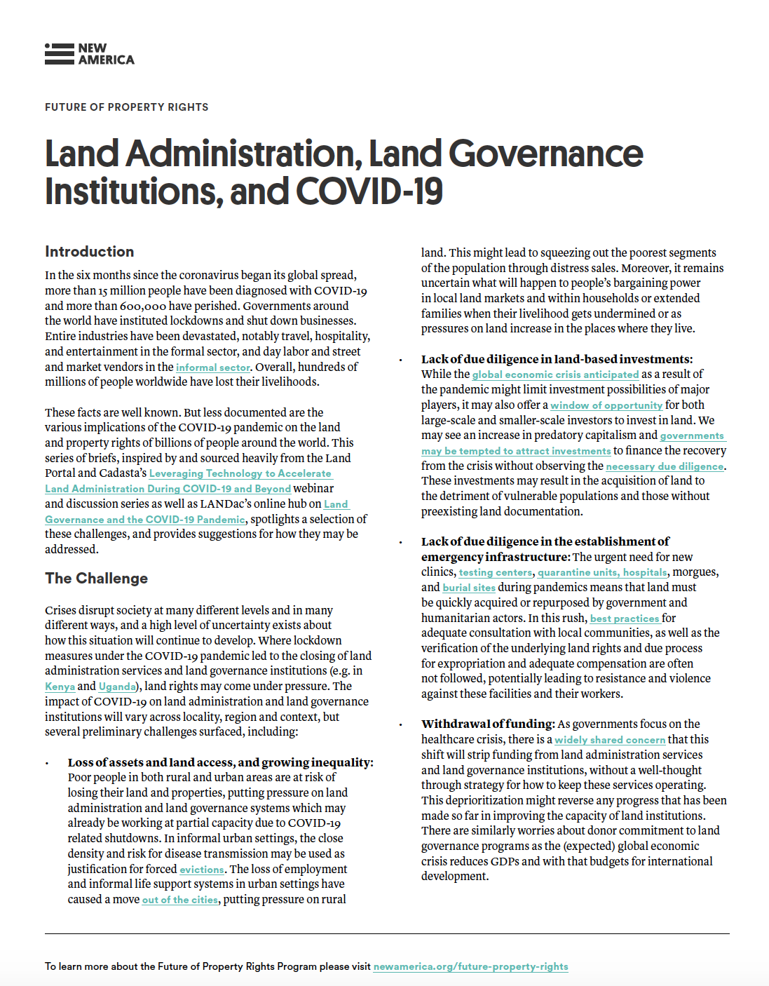 Land Administration, Land Governance Institutions, and COVID-19