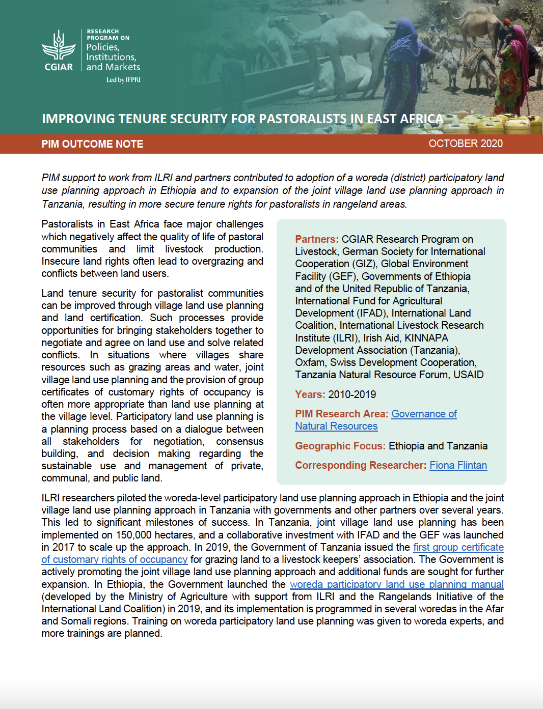Improving tenure security for pastoralists in East Africa