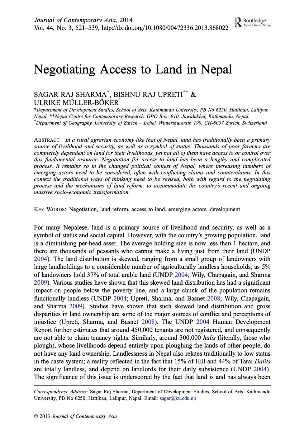 Negotiating Access to Land in Nepal