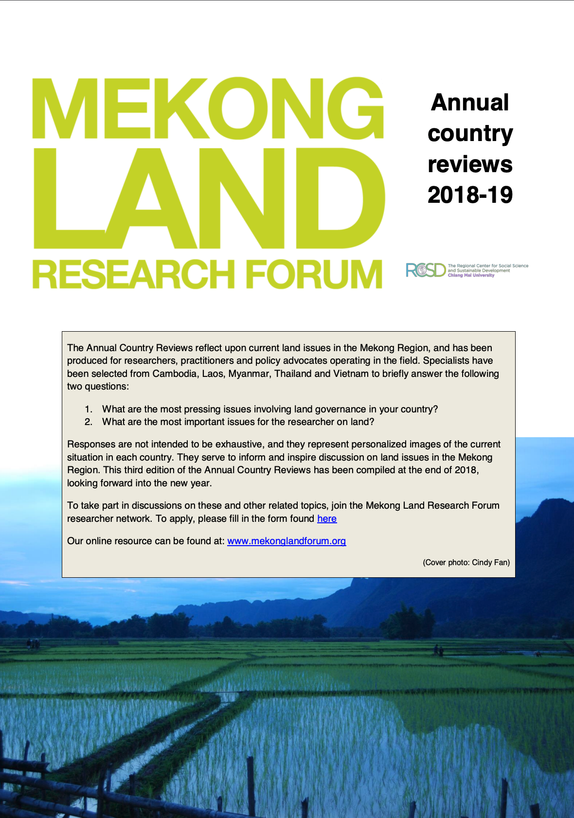 Mekong Land Research Forum: Annual country reviews 2018-19 cover image