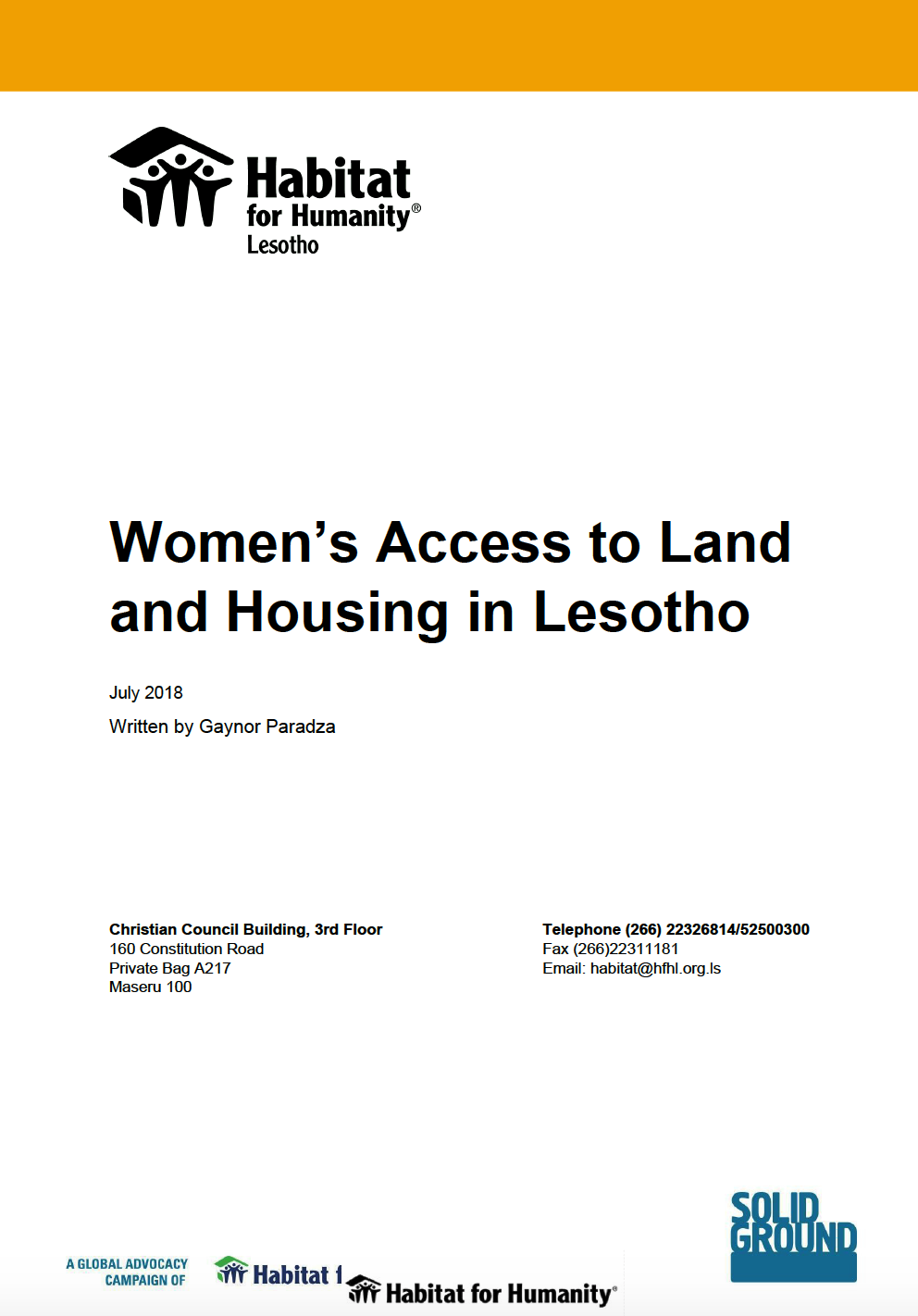 Women’s Access to Land and Housing in Lesotho cover image