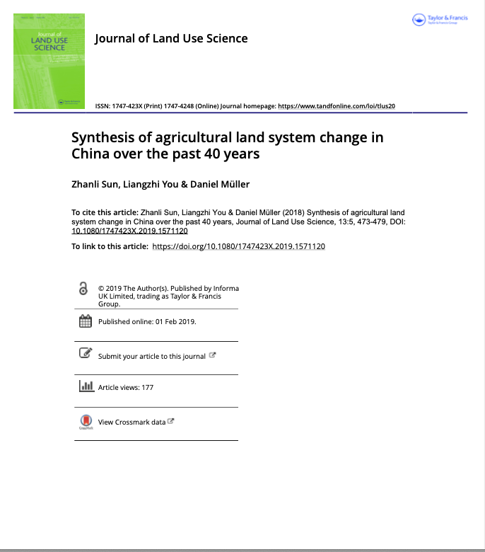 Synthesis of agricultural land system change in China over the past 40 years