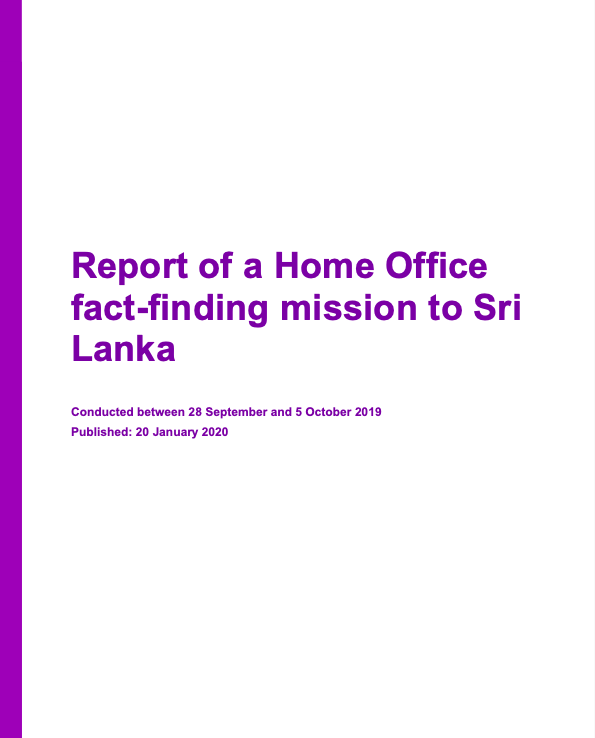 Report of a Home Office fact-finding mission to Sri Lanka