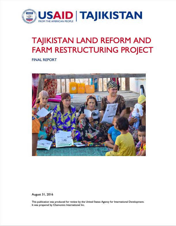 TAJIKISTAN LAND REFORM AND FARM RESTRUCTURING PROJECT