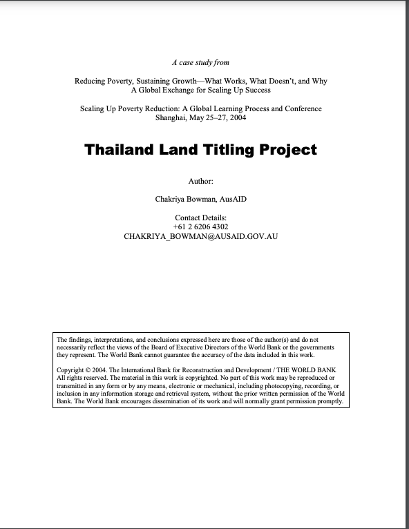 Thailand Land Titling Project 