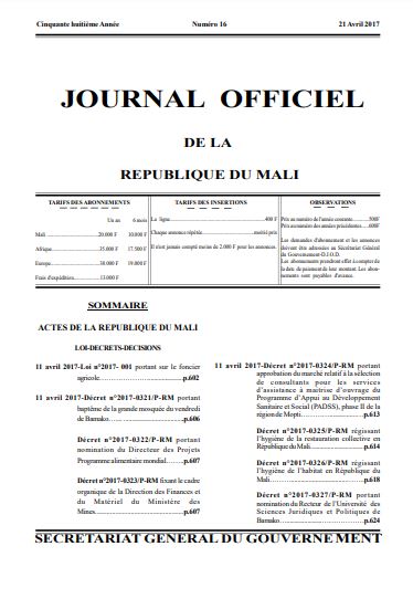 journal officiel Mali