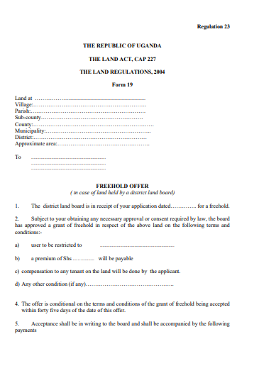 THE LAND REGULATIONS, 2004 Form 19
