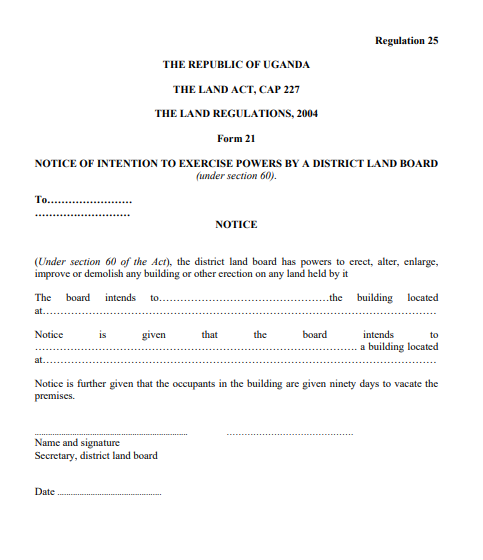 THE LAND REGULATIONS, 2004 Form 21