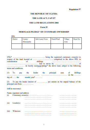 THE LAND REGULATIONS 2004 Form 35