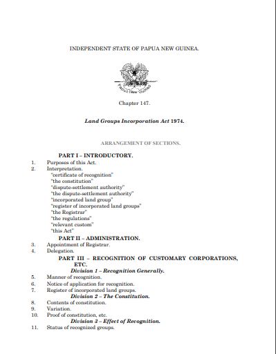 PNG land group incorporation act
