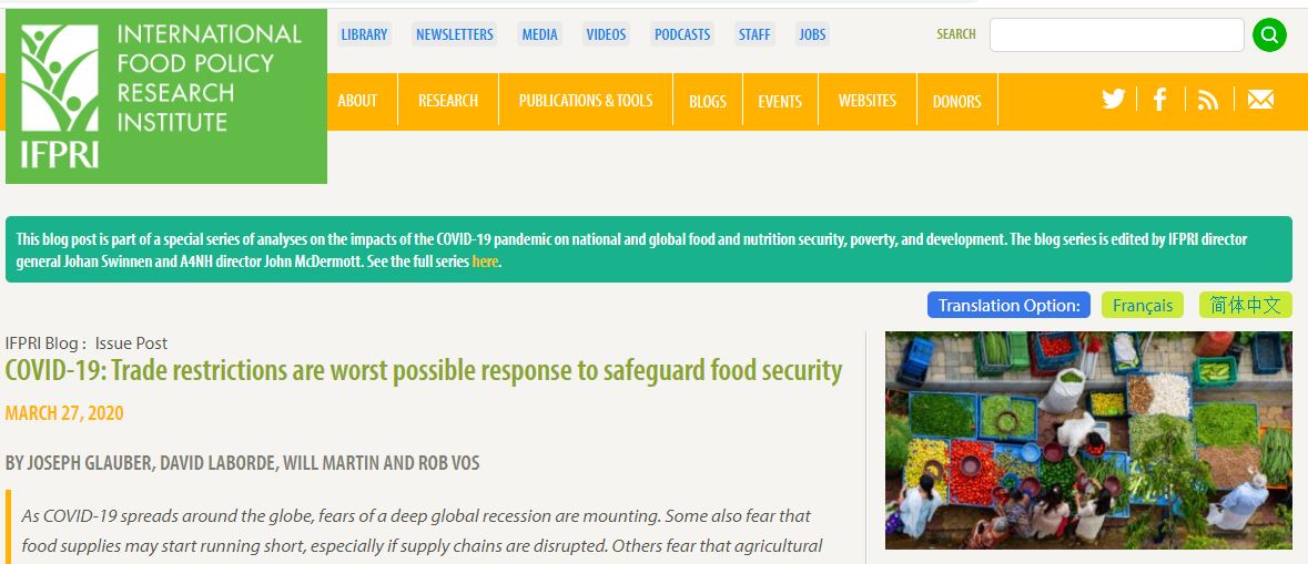 IFPRI Blog Covid-19 and trade restrictions