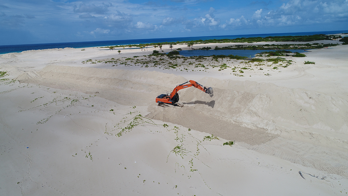 Destruction of sand dunes and critical wetlands on Palmetto Point, Barbuda. Photos: John Mussington