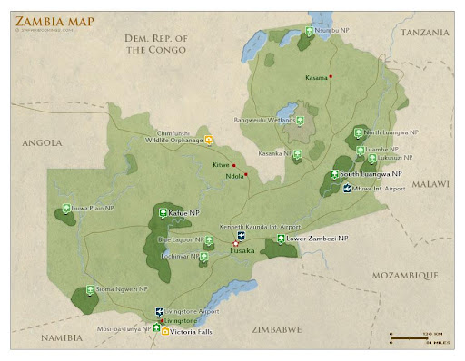 Map of Zambian National Parks