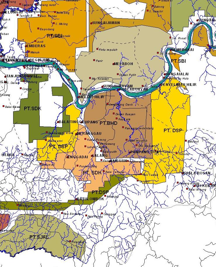 Palm Oil Plantation Boundaries West Kalimantan, Indonesia